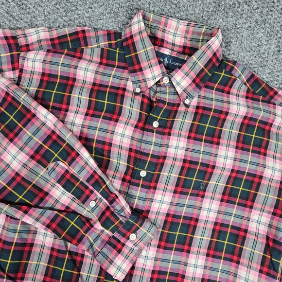 Ralph Lauren Blake Plaid Button Down Shirt Men's Medium Cotton Long Sleeve - Picture 1 of 7